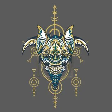 Vector illustration. robot sacred geometry. For t-shirt design, poster, stick Stock Illustration