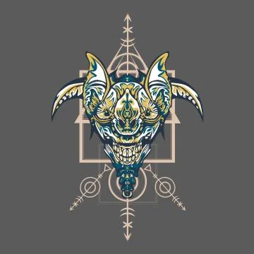 Vector illustration. robot sacred geometry. For t-shirt design, poster, stick Stock Illustration