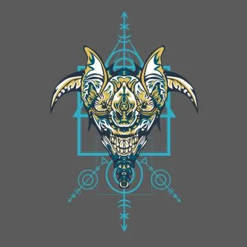 Vector illustration. robot sacred geometry. For t-shirt design, poster, stick Stock Illustration