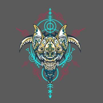 Vector illustration. robot sacred geometry. For t-shirt design, poster, stick Stock Illustration