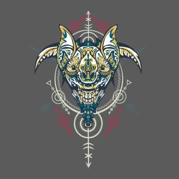 Vector illustration. robot sacred geometry. For t-shirt design, poster, stick Stock Illustration