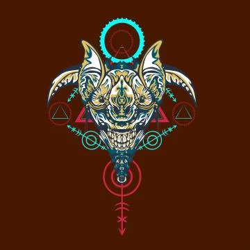 Vector illustration. robot sacred geometry. For t-shirt design, poster, stick Stock Illustration