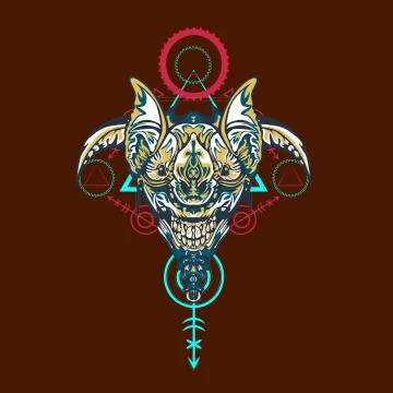 Vector illustration. robot sacred geometry. For t-shirt design, poster, stick Stock Illustration