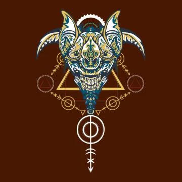 Vector illustration. robot sacred geometry. For t-shirt design, poster, stick Stock Illustration