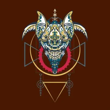 Vector illustration. robot sacred geometry. For t-shirt design, poster, stick Stock Illustration