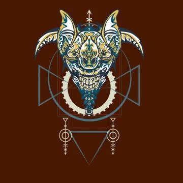 Vector illustration. robot sacred geometry. For t-shirt design, poster, stick Stock Illustration