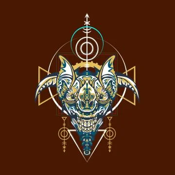 Vector illustration. robot sacred geometry. For t-shirt design, poster, stick Stock Illustration