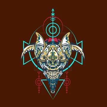 Vector illustration. robot sacred geometry. For t-shirt design, poster, stick Stock Illustration