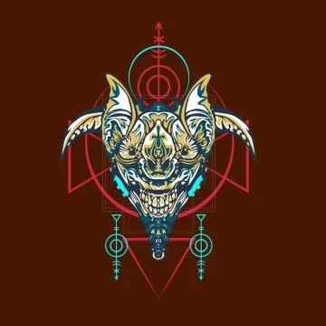 Vector illustration. robot sacred geometry. For t-shirt design, poster, stick Stock Illustration