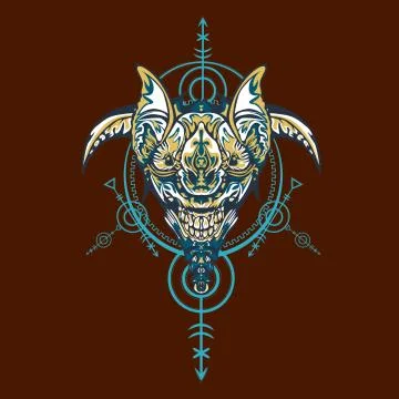 Vector illustration. robot sacred geometry. For t-shirt design, poster, stick Stock Illustration