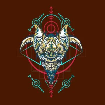 Vector illustration. robot sacred geometry. For t-shirt design, poster, stick Stock Illustration