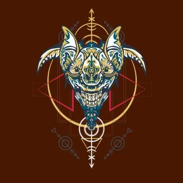 Vector illustration. robot sacred geometry. For t-shirt design, poster, stick Stock Illustration