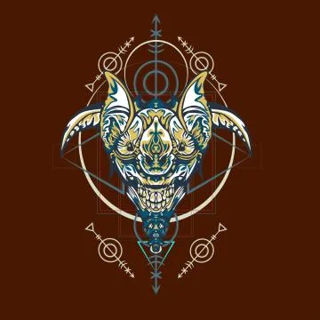 Vector illustration. robot sacred geometry. For t-shirt design, poster, stick Stock Illustration