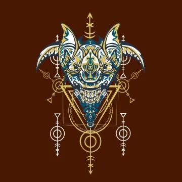 Vector illustration. robot sacred geometry. For t-shirt design, poster, stick Stock Illustration