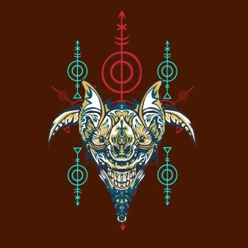 Vector illustration. robot sacred geometry. For t-shirt design, poster, stick Stock Illustration