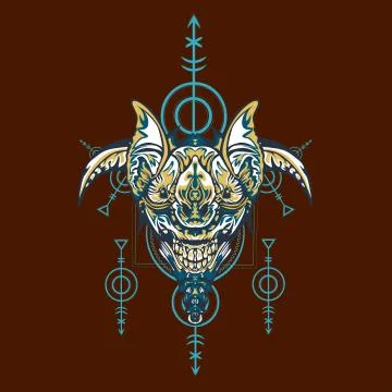 Vector illustration. robot sacred geometry. For t-shirt design, poster, stick Stock Illustration