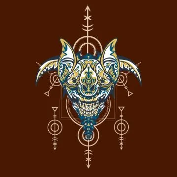 Vector illustration. robot sacred geometry. For t-shirt design, poster, stick Stock Illustration