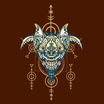 Vector illustration. robot sacred geometry. For t-shirt design, poster, stick Stock Illustration