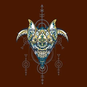 Vector illustration. robot sacred geometry. For t-shirt design, poster, stick Stock Illustration