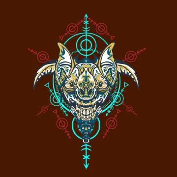 Vector illustration. robot sacred geometry. For t-shirt design, poster, stick Stock Illustration