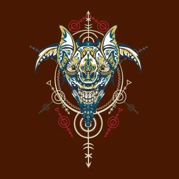 Vector illustration. robot sacred geometry. For t-shirt design, poster, stick Stock Illustration