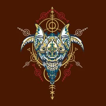 Vector illustration. robot sacred geometry. For t-shirt design, poster, stick Stock Illustration