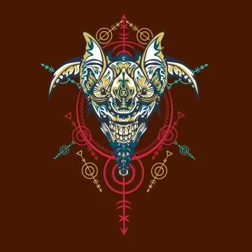 Vector illustration. robot sacred geometry. For t-shirt design, poster, stick Stock Illustration