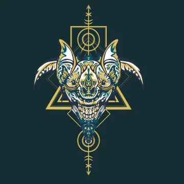 Vector illustration. robot sacred geometry. For t-shirt design, poster, stick Stock Illustration