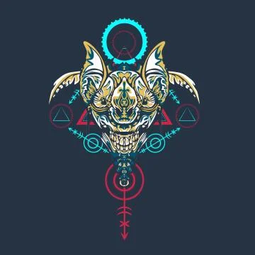 Vector illustration. robot sacred geometry. For t-shirt design, poster, stick Stock Illustration