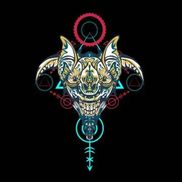 Vector illustration. robot sacred geometry. For t-shirt design, poster, stick Stock Illustration