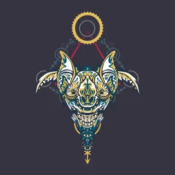 Vector illustration. robot sacred geometry. For t-shirt design, poster, stick Stock Illustration