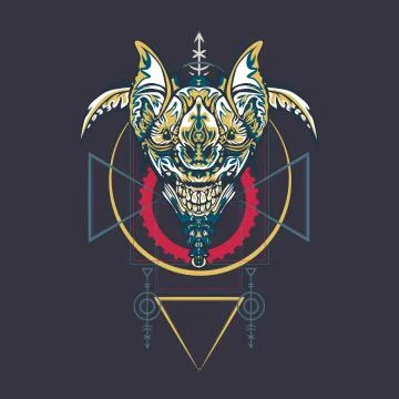 Vector illustration. robot sacred geometry. For t-shirt design, poster, stick Stock Illustration