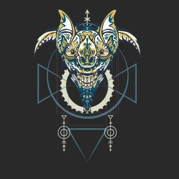 Vector illustration. robot sacred geometry. For t-shirt design, poster, stick Stock Illustration