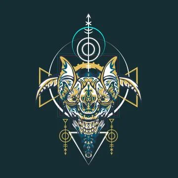 Vector illustration. robot sacred geometry. For t-shirt design, poster, stick Stock Illustration