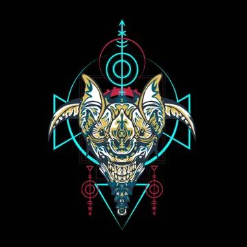 Vector illustration. robot sacred geometry. For t-shirt design, poster, stick Stock Illustration