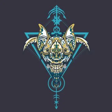 Vector illustration. robot sacred geometry. For t-shirt design, poster, stick Stock Illustration