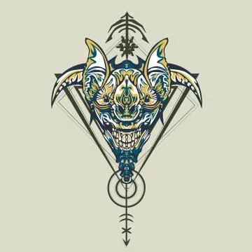 Vector illustration. robot sacred geometry. For t-shirt design, poster, stick Stock Illustration
