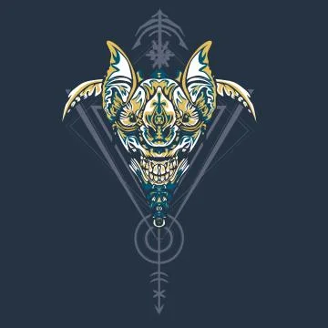 Vector illustration. robot sacred geometry. For t-shirt design, poster, stick Stock Illustration