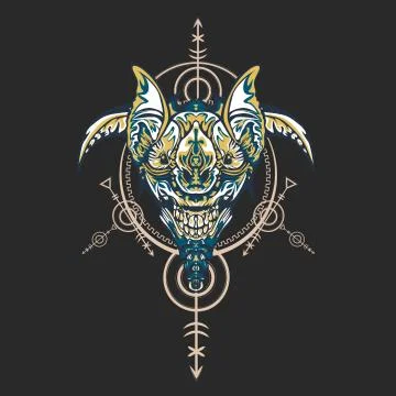 Vector illustration. robot sacred geometry. For t-shirt design, poster, stick Stock Illustration