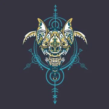 Vector illustration. robot sacred geometry. For t-shirt design, poster, stick Stock Illustration