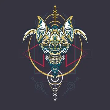 Vector illustration. robot sacred geometry. For t-shirt design, poster, stick Stock Illustration