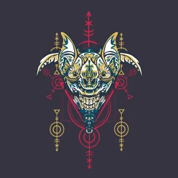 Vector illustration. robot sacred geometry. For t-shirt design, poster, stick Stock Illustration