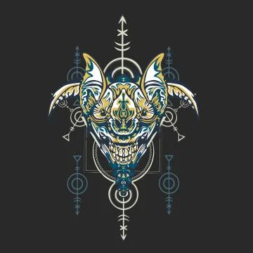 Vector illustration. robot sacred geometry. For t-shirt design, poster, stick Stock Illustration