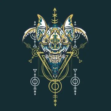 Vector illustration. robot sacred geometry. For t-shirt design, poster, stick Stock Illustration