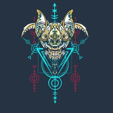 Vector illustration. robot sacred geometry. For t-shirt design, poster, stick Stock Illustration