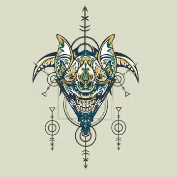 Vector illustration. robot sacred geometry. For t-shirt design, poster, stick Stock Illustration