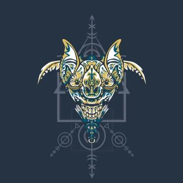 Vector illustration. robot sacred geometry. For t-shirt design, poster, stick Stock Illustration