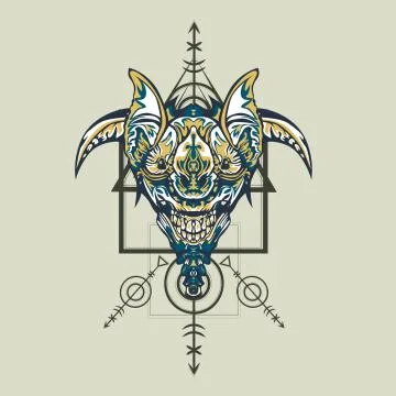 Vector illustration. robot sacred geometry. For t-shirt design, poster, stick Stock Illustration