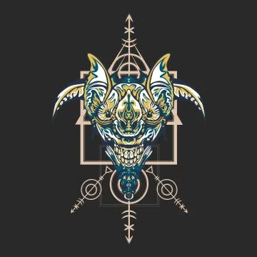 Vector illustration. robot sacred geometry. For t-shirt design, poster, stick Stock Illustration