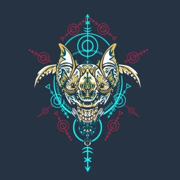 Vector illustration. robot sacred geometry. For t-shirt design, poster, stick Stock Illustration